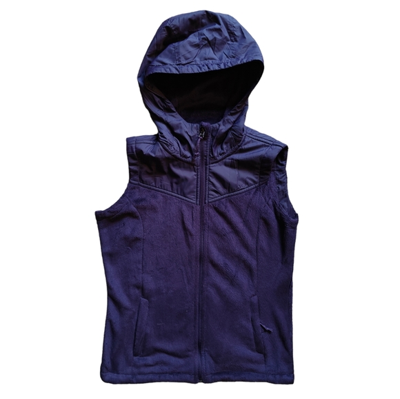 NWOT Hooded Fuzzy Purple Zip Up Vest - Picture 1 of 8